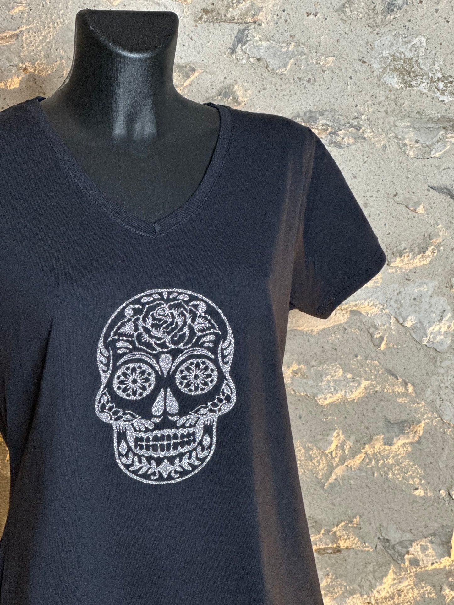 T-shirt femme-Calaveras-Effet glitter