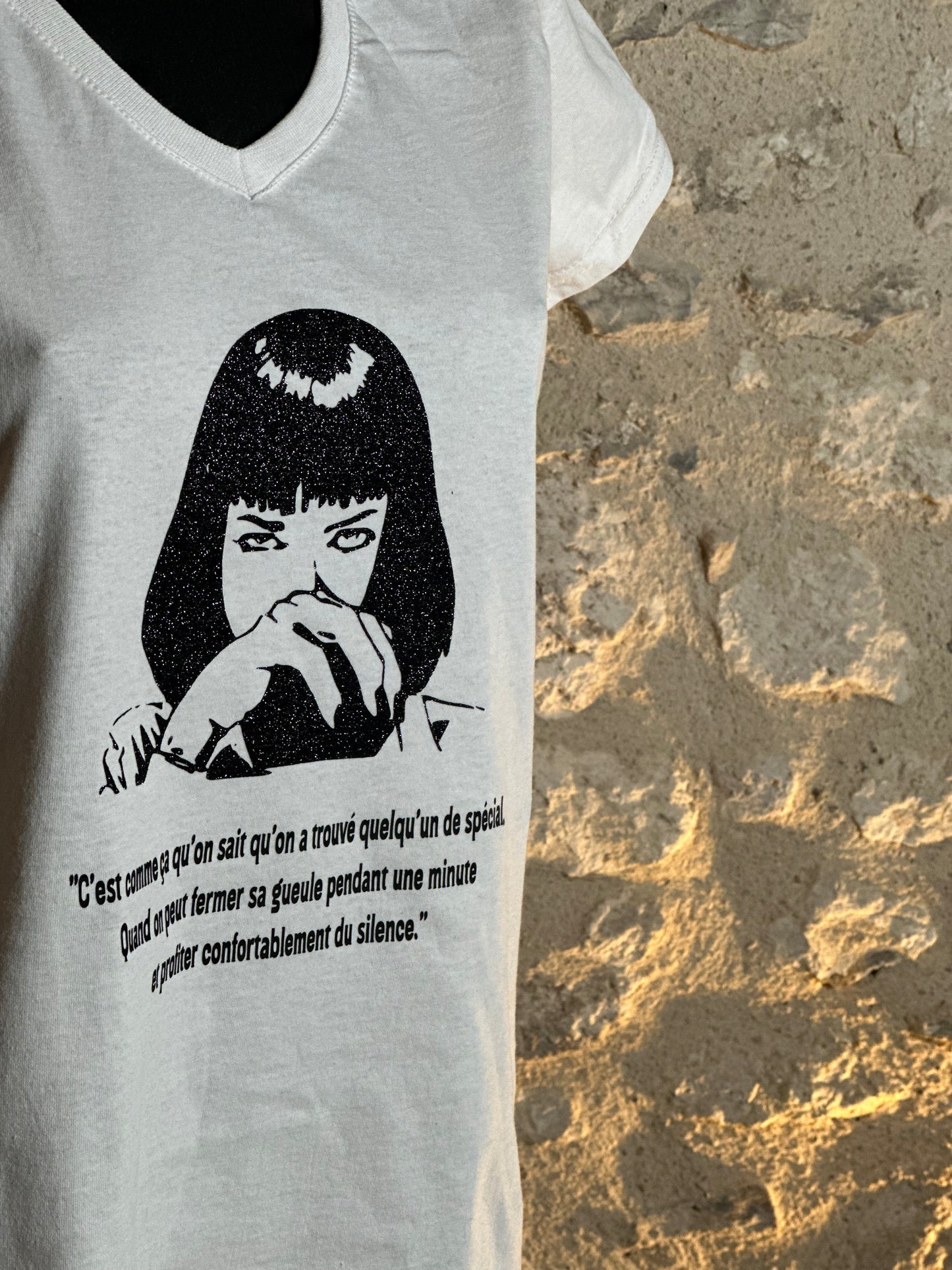 t-shirt femme-Mia Wallace-effet glitter