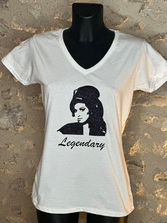 T-shirt femme -Amy Wiinehouse Legendary-Effet glitter