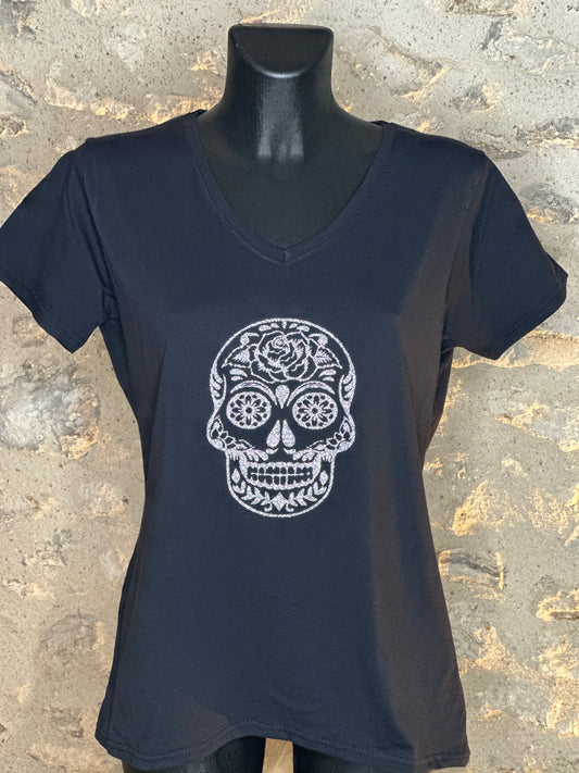 T-shirt femme-Calaveras-Effet glitter