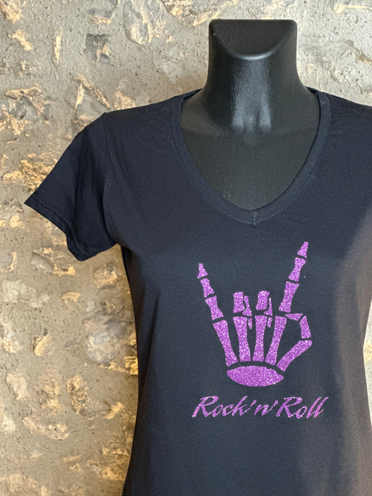 T-shirt femme-Rock'n'Roll-Effet glitter